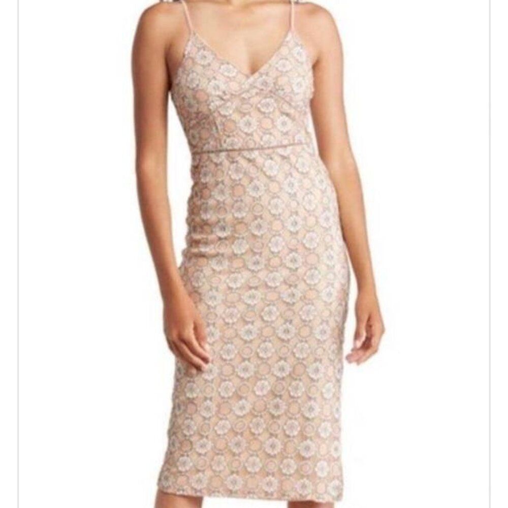 NSR floral Lace Midi Dress with Corset back and side slit size small NWT